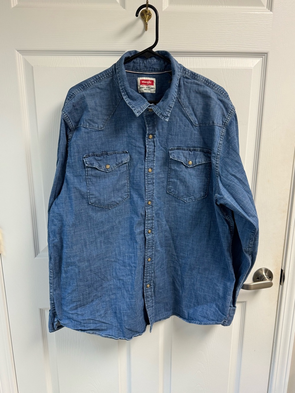 Wrangler Indigo Denim Western Pearl Button-Up Shirt 2XL